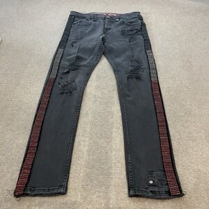 Smugglers Moon Distressed Jeans Mens 34 Fits 33x30 Stretch Skinny Streetwear‎